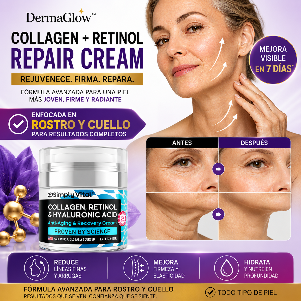 Crema Colageno, Retinol 50 mL