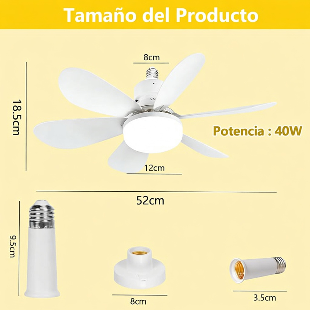 SET 2 FOCOS VENTILADOR LED: Con Temperatura Ajustable, Tu Casa fresca todo el dia