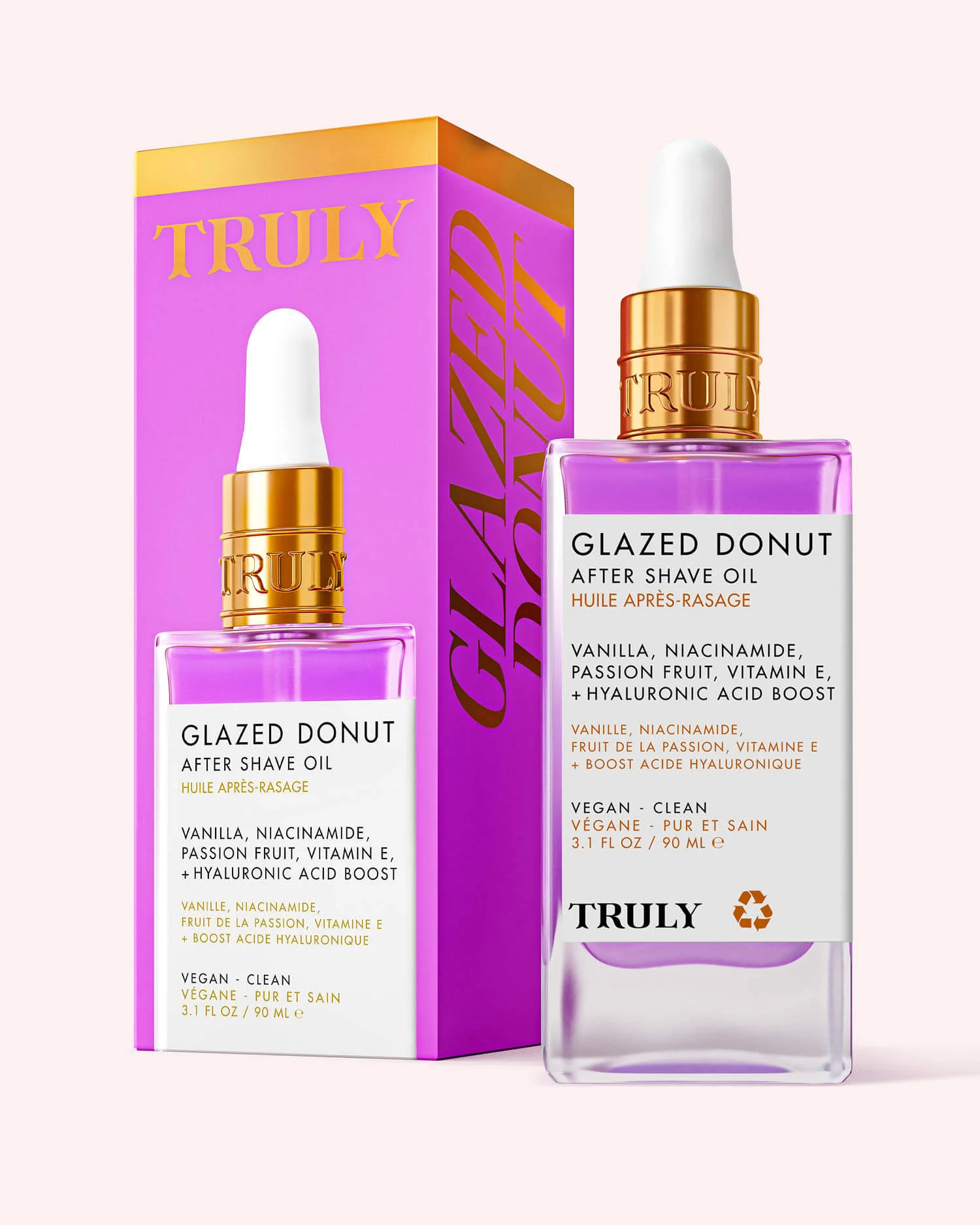Truly Glazed Donut Oil: aceite puro con niacinamida para el tono, maracuyá para la elasticidad, vitamina E para la reparación y ácido hialurónico para la hidratación que dura todo el día.