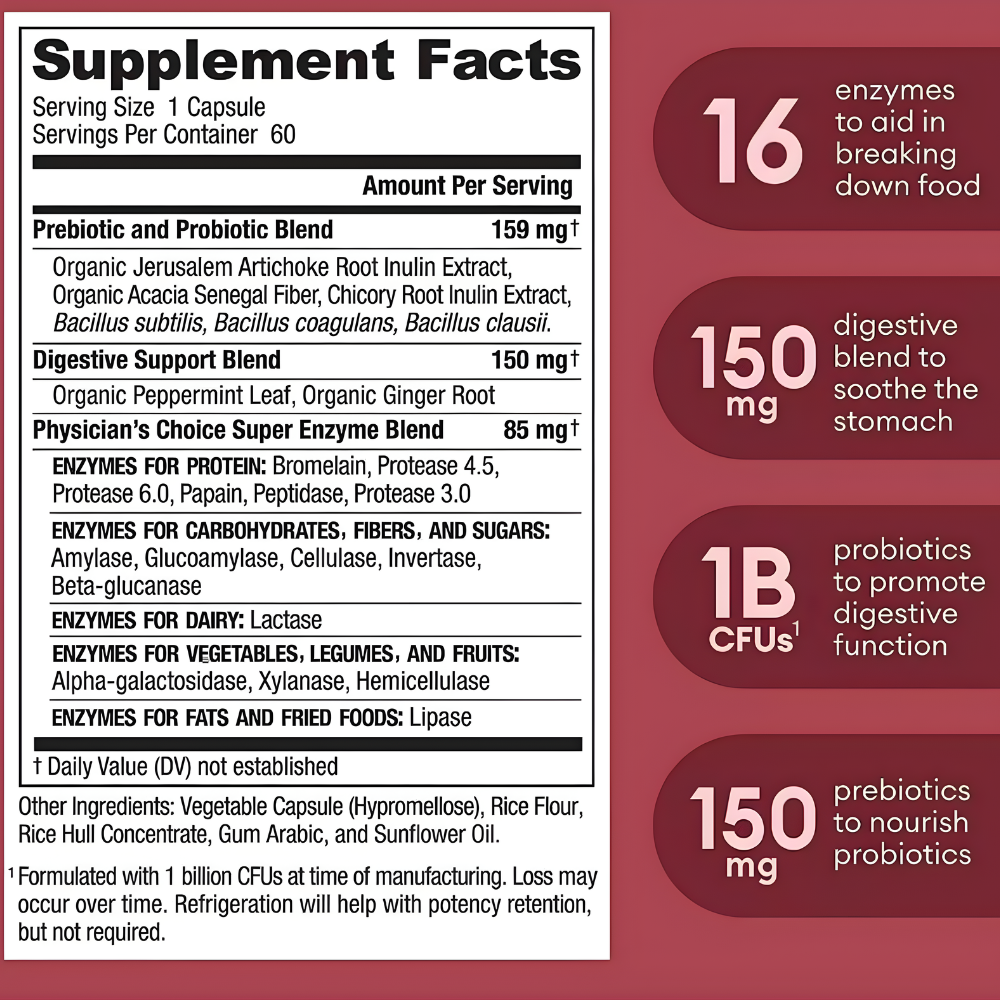 Enzimas Digestivas: renueva tu cuerpo y energía (  1 Probiótico incluido )